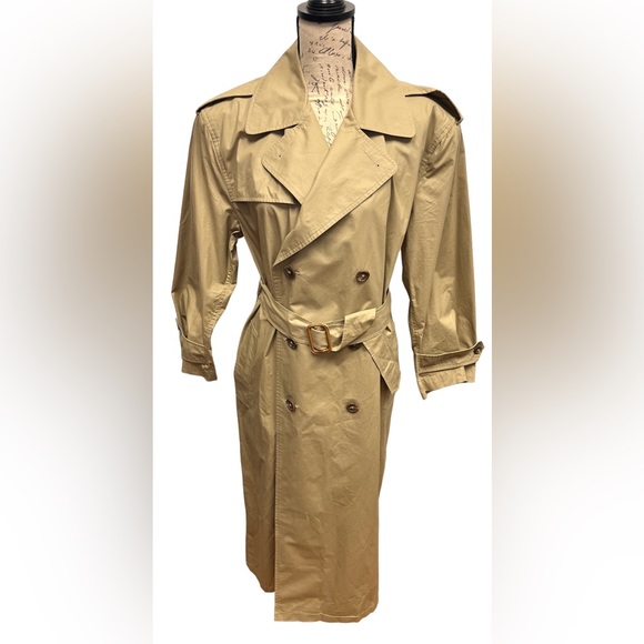 Ralph Lauren 100% Cotton Double Breasted Full Length Trench Coat Size 10